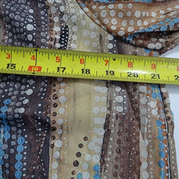 Shein Brown Blue Cold Shoulder Blouse Abstract Dot Print Top Women Size XL 12 - Picture 5 of 7